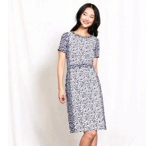Boden Isla Floral Blue and White Short Sleeve Textured Shift Dress 4L